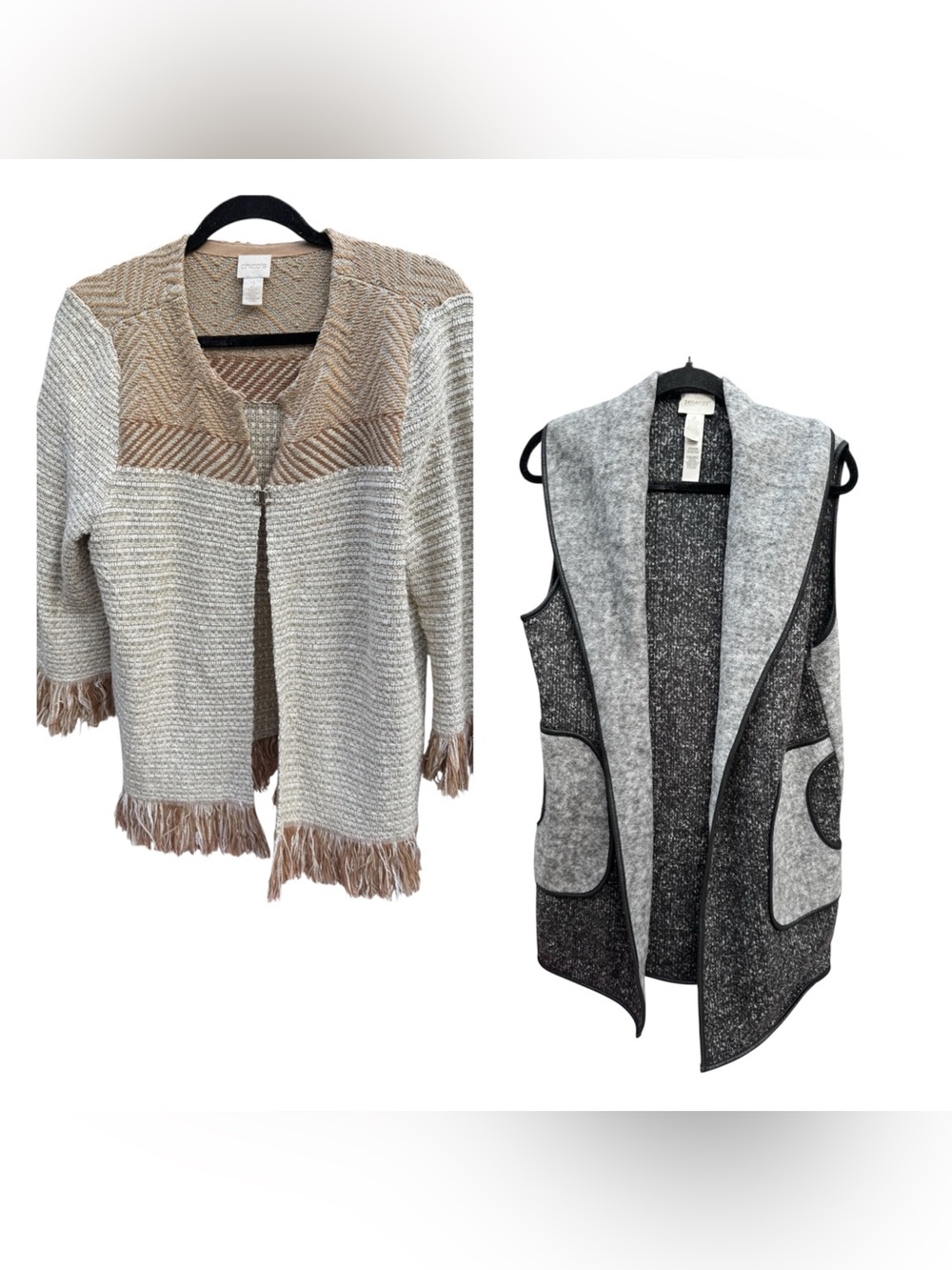 Chico’s Zenergy by Chico’s Vest & Chico’s fringe poppy cardigan bundle sz 2